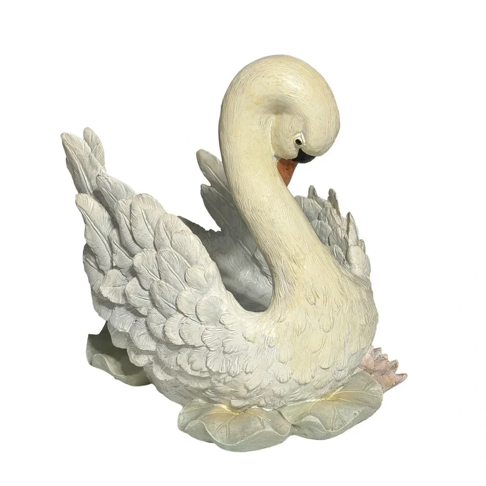 Swan Planter Vase Vintage Resin Large 10.5